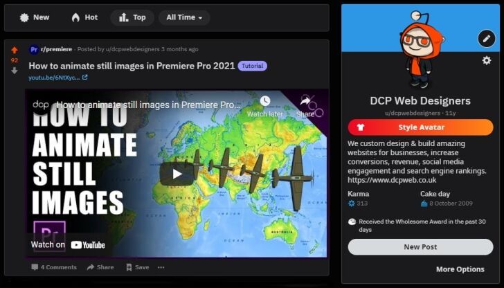 DCP Web Designers Reddit Profile