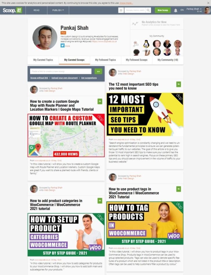 DCP Web Designers Scoop It Profile