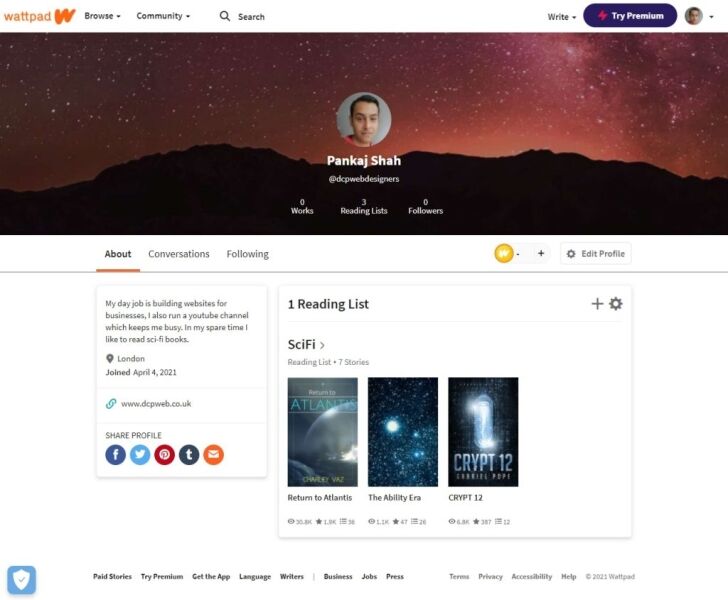 DCP Web Designers Wattpad Profile