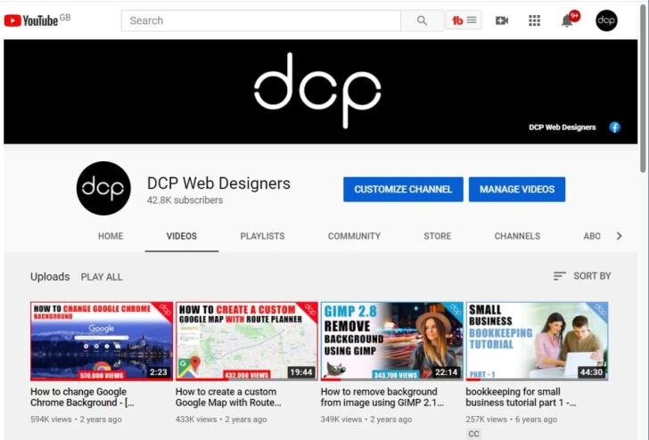 DCP Web Designers YouTube Channel