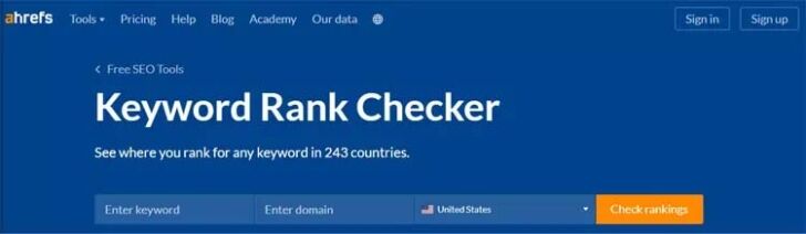 Ahrefs Quick Keyword Rank Checker Tools