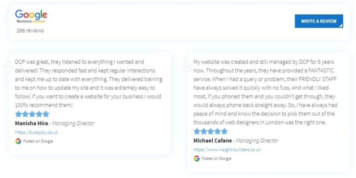 Reviews on home page