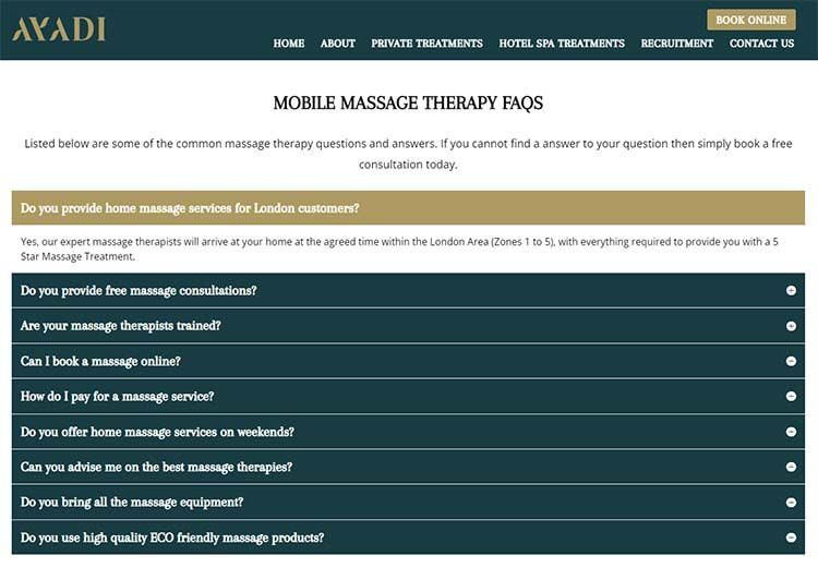 Example website accordions