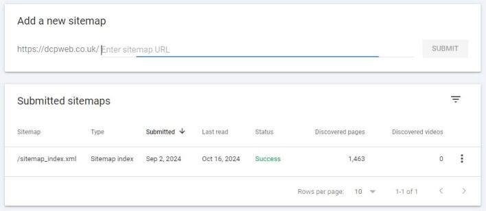 Google Search Console Submit Sitemap
