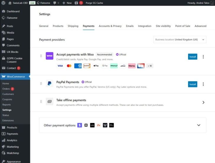 Setup payment gateways