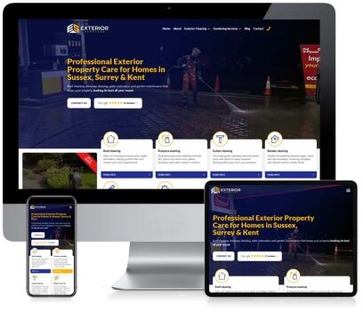 Exterior Services WordPress Website Design on Desktop, Tablet and Mobile