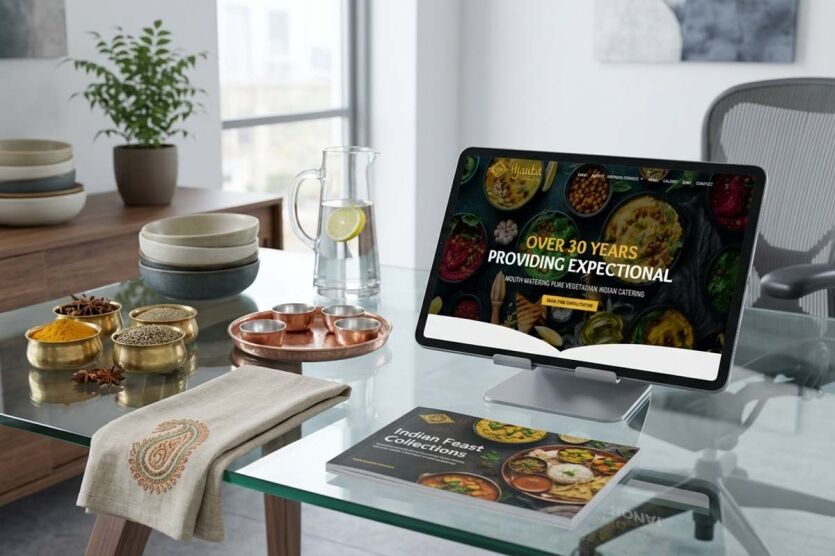 Ajanta Catering Indian vegetarian restaurant website design ranking number one on Google search results