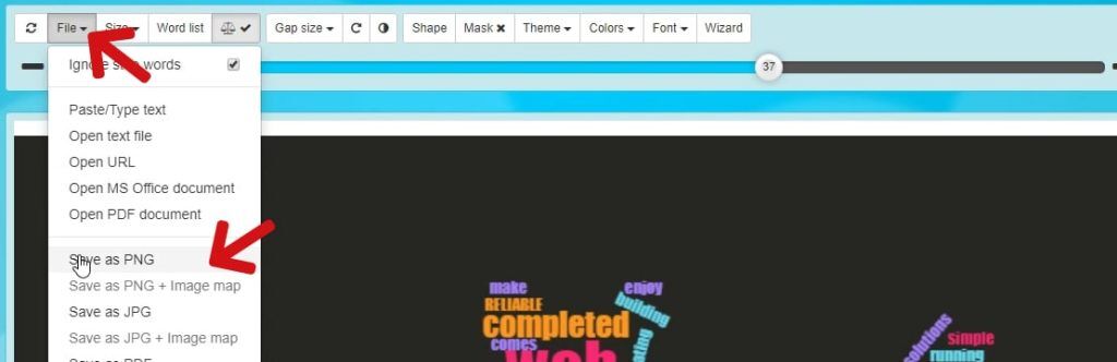 Save word cloud option