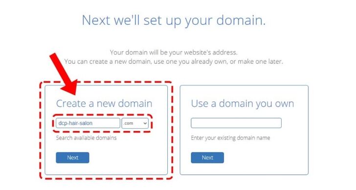 Bluehost create a new domain