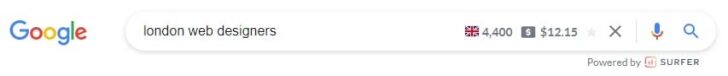Keyword surfer stats Google search bar