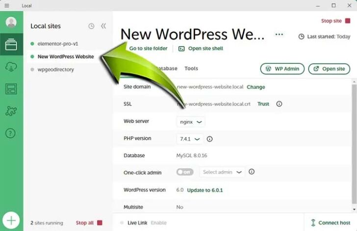 Access new WordPress website created using a blueprint
