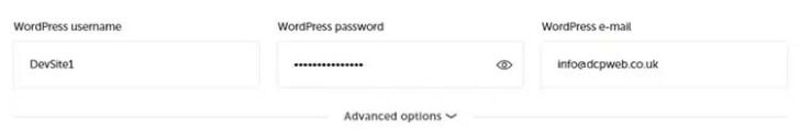Set up WordPress access details