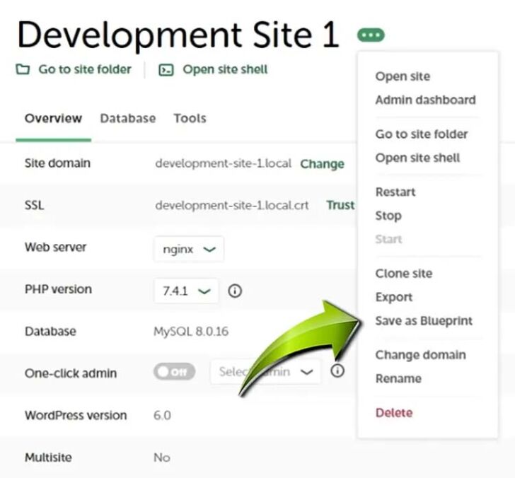 Save WordPress website as Blueprint