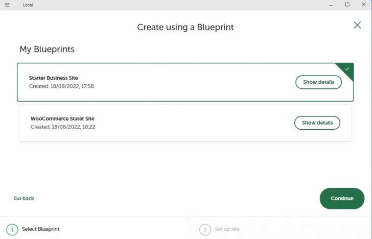 Select the correct WordPress Blueprint