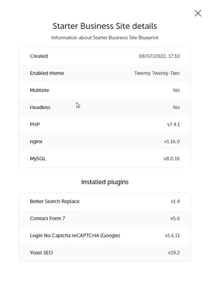 Show Blueprints Details - Active Theme and Plugins