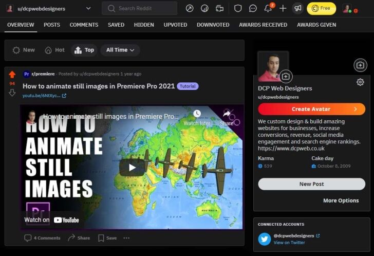 Example Reddit Profile Image