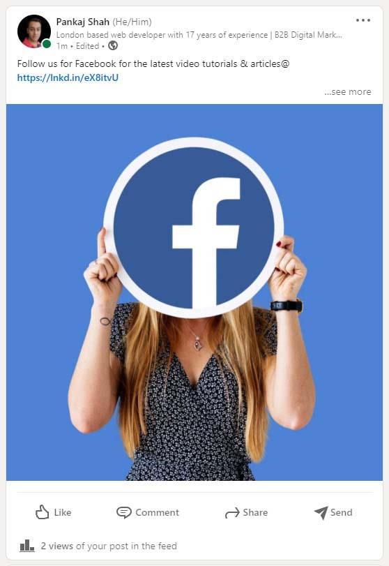 Example LinkedIn Square Image Post 1080 x 1080 Pixels