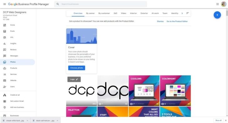 Select Google My Business Cover Image Option