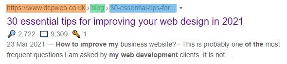 Google search result breadcrumb trail