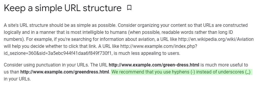 Use hyphens (-) instead of underscores (_) in your URLs