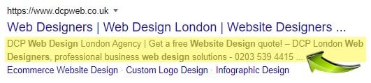 Example meta description displayed in Google search results
