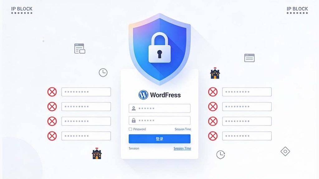 Stopping brute force attacks on a WordPress login page with blocked attempts and firewall protection