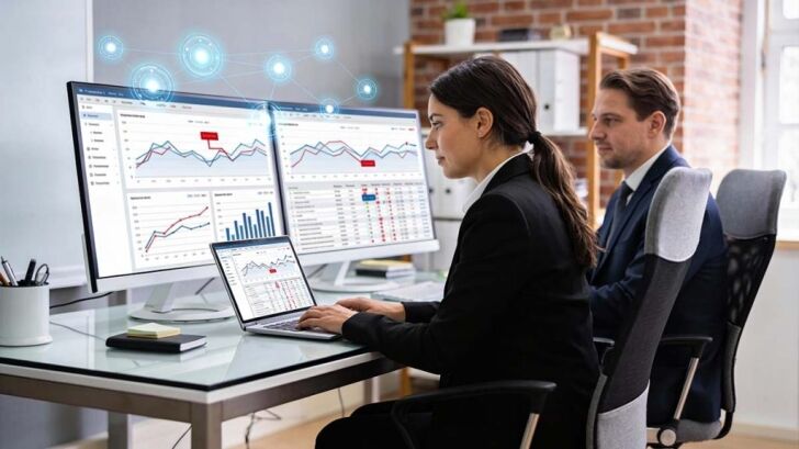AI supporting data analysis by identifying trends and unusual patterns in business data