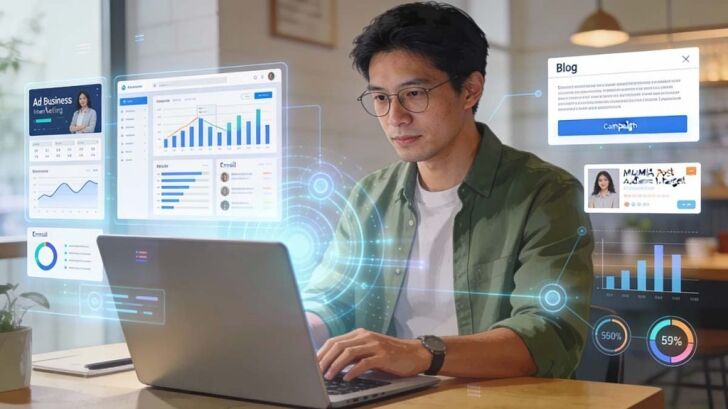 AI-powered marketing and content creation tools helping small businesses run smarter campaigns and create digital content efficiently