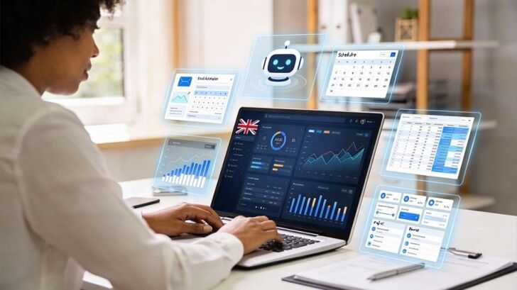 AI tools supporting small business productivity including automation, scheduling, accounting and customer communication